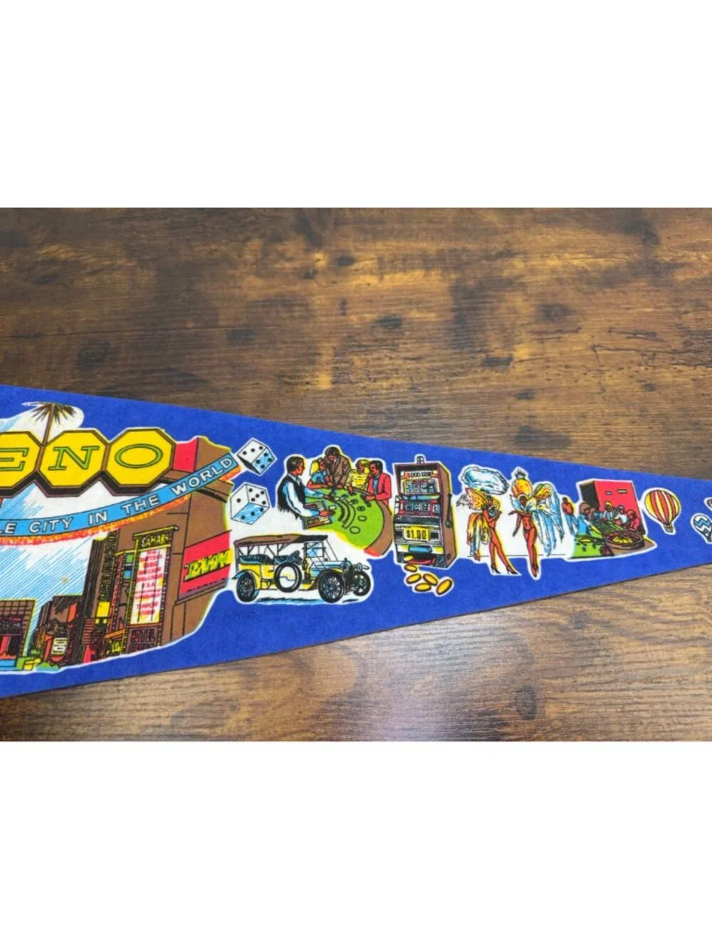 Vintage Reno Nevada Souvenir Felt Pennant 27 inches